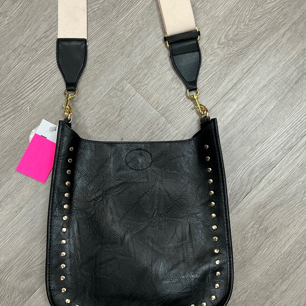 Black Geniune Leather New Purse with Silver studs